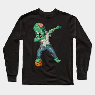 Funny Halloween - Dabbing Zombie Basketball Lover Gift Long Sleeve T-Shirt